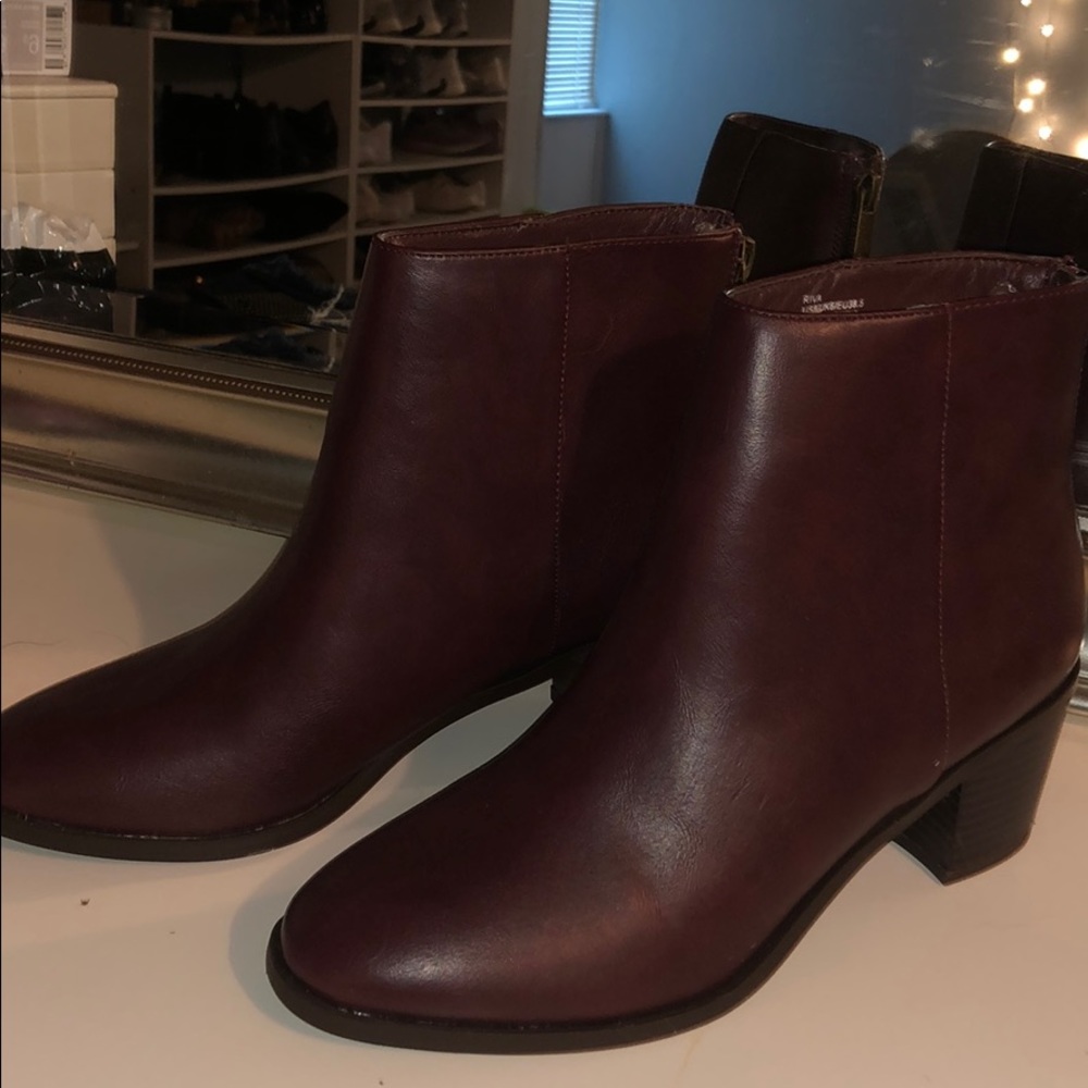 Burgundy Faux Leather Boots